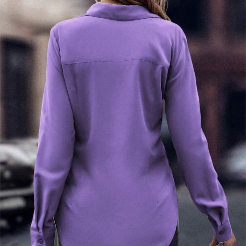 New purple button down blouse top - Picture 6 of 8